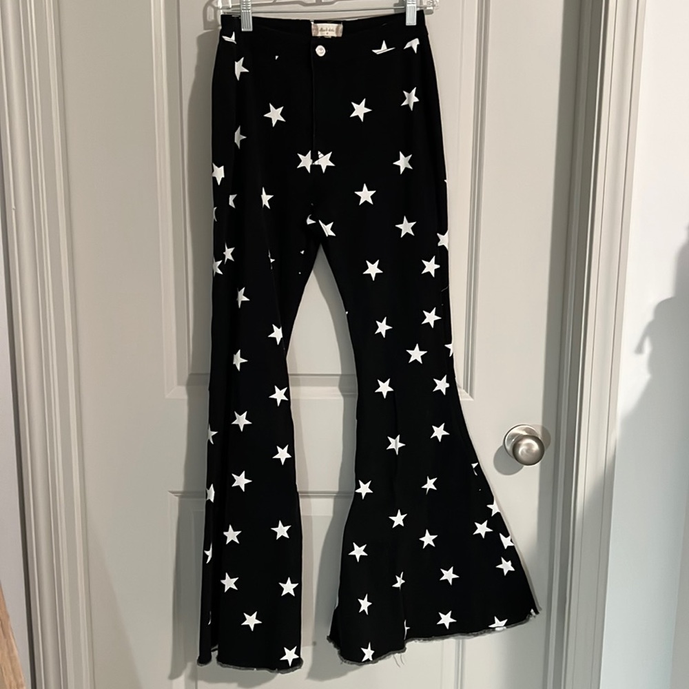Black flare star pattern jeans size medium